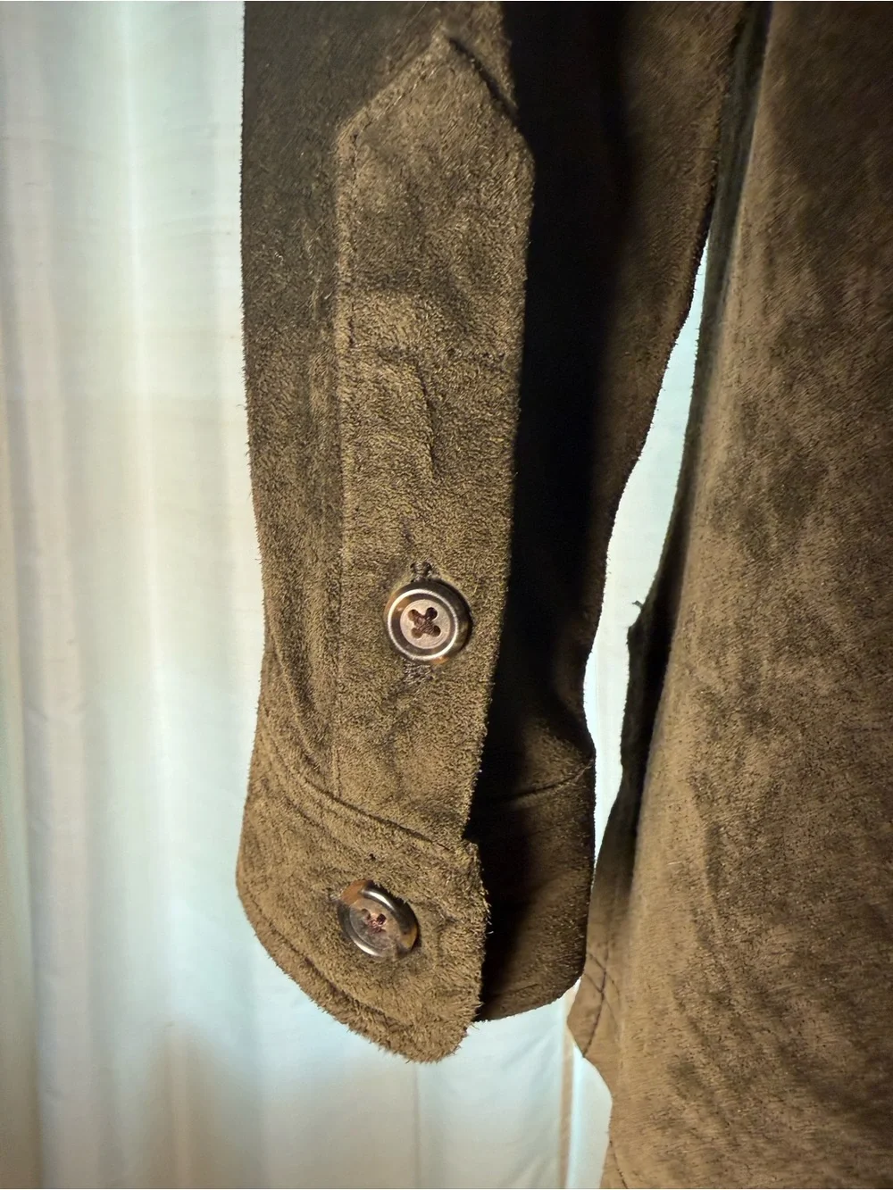 Vintage Ralph Lauren Olive Suede Zip-Front Utility Jacket/Shirt - Picture 6 of 11